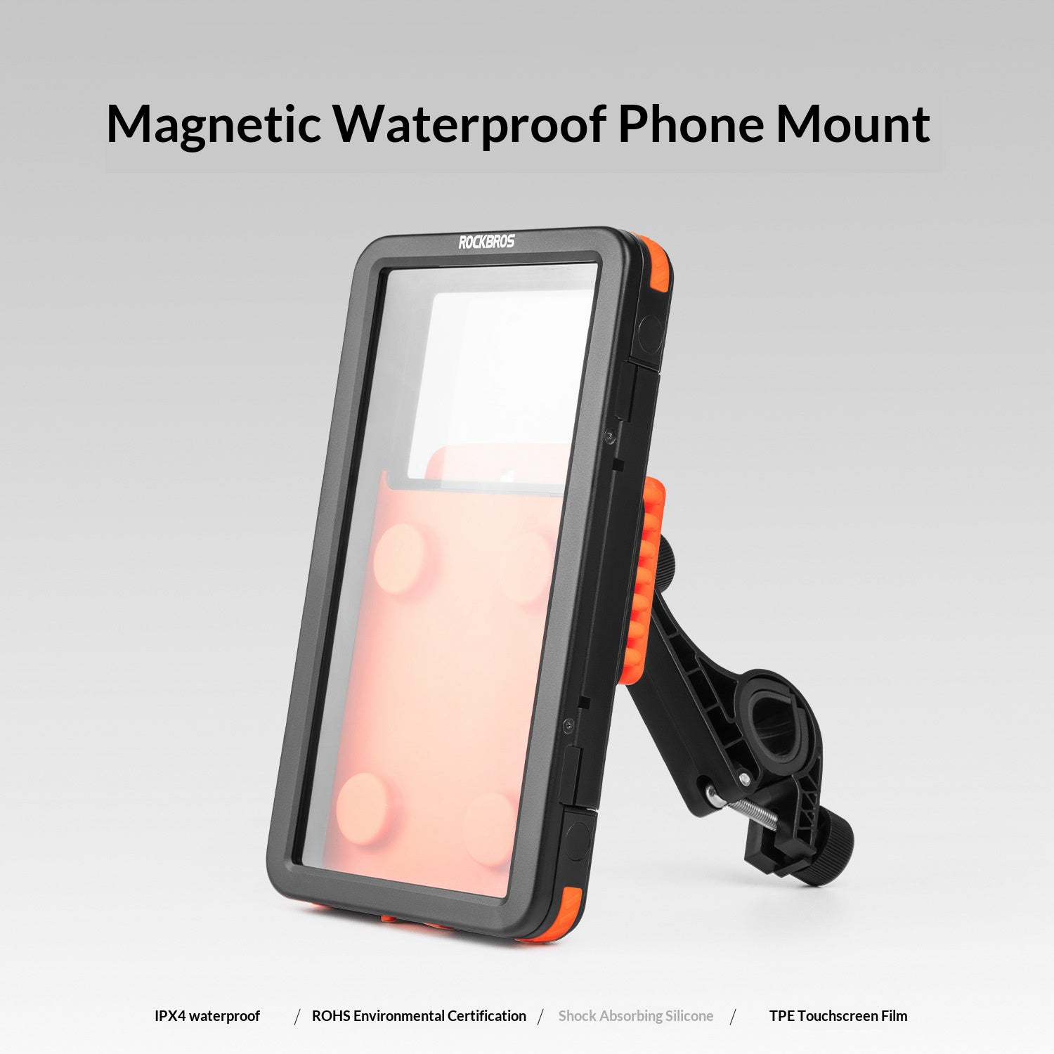 ROCKBROS Bike Electric Motorcycle Phone Mount Waterproof Silicone Magnetic Shockproof Phone Holder