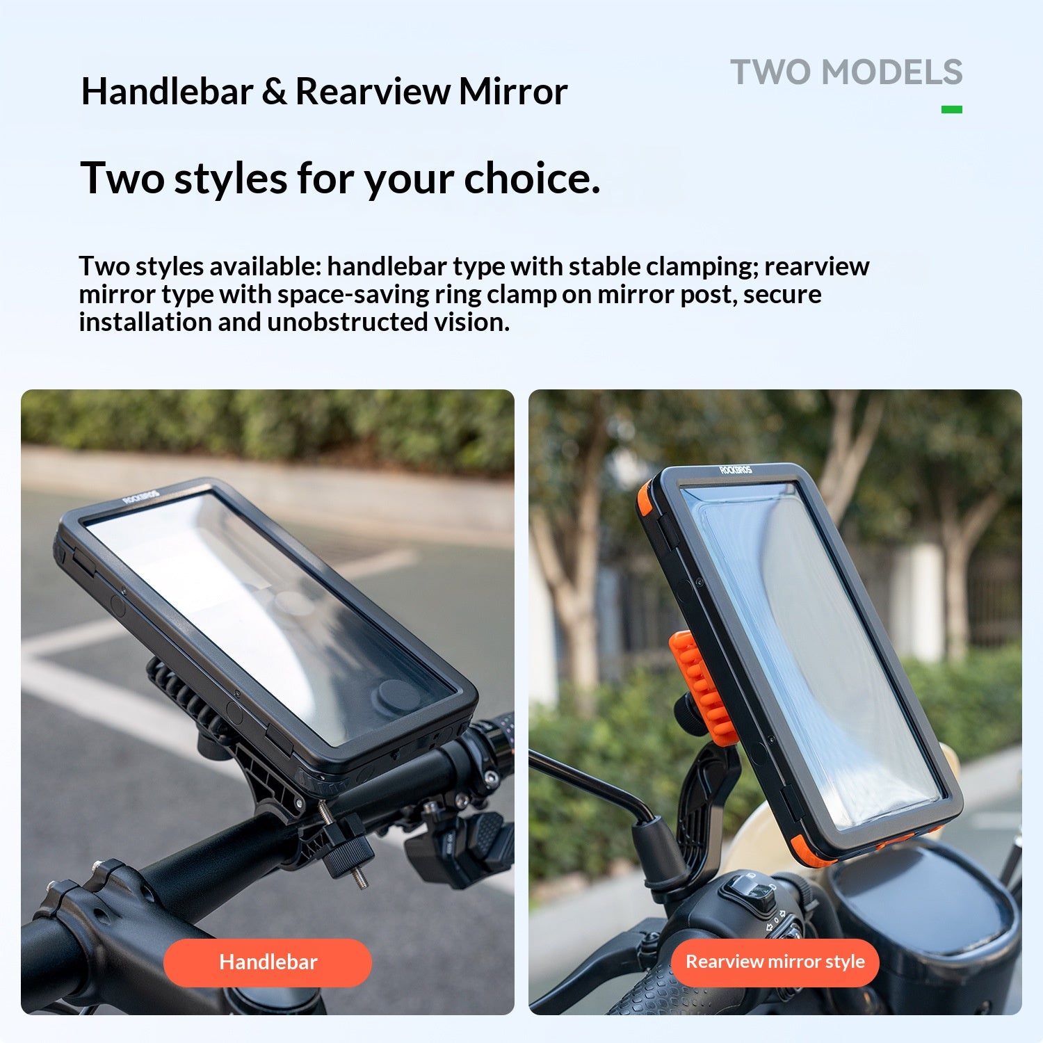 ROCKBROS Bike Electric Motorcycle Phone Mount Waterproof Silicone Magnetic Shockproof Phone Holder