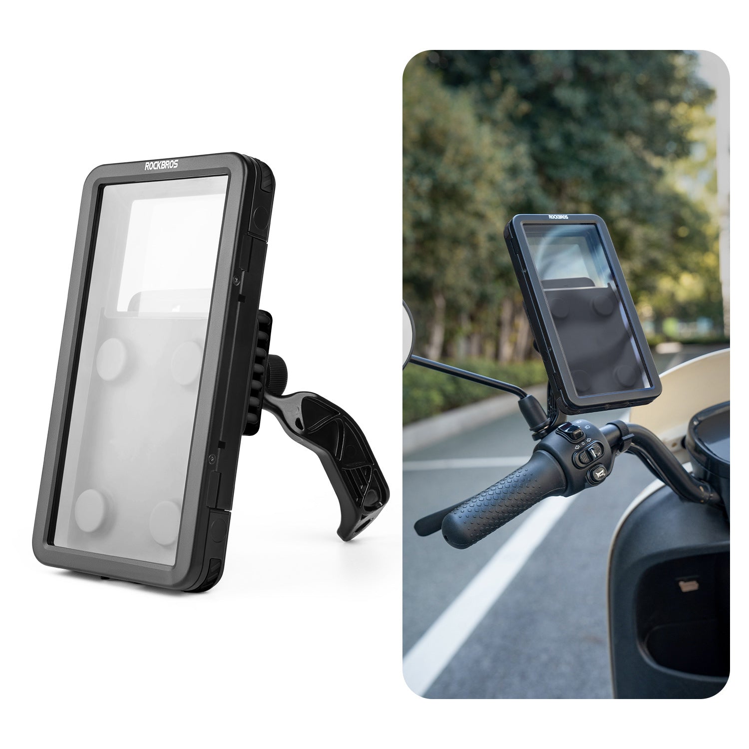 ROCKBROS Bike Electric Motorcycle Phone Mount Waterproof Silicone Magnetic Shockproof Phone Holder