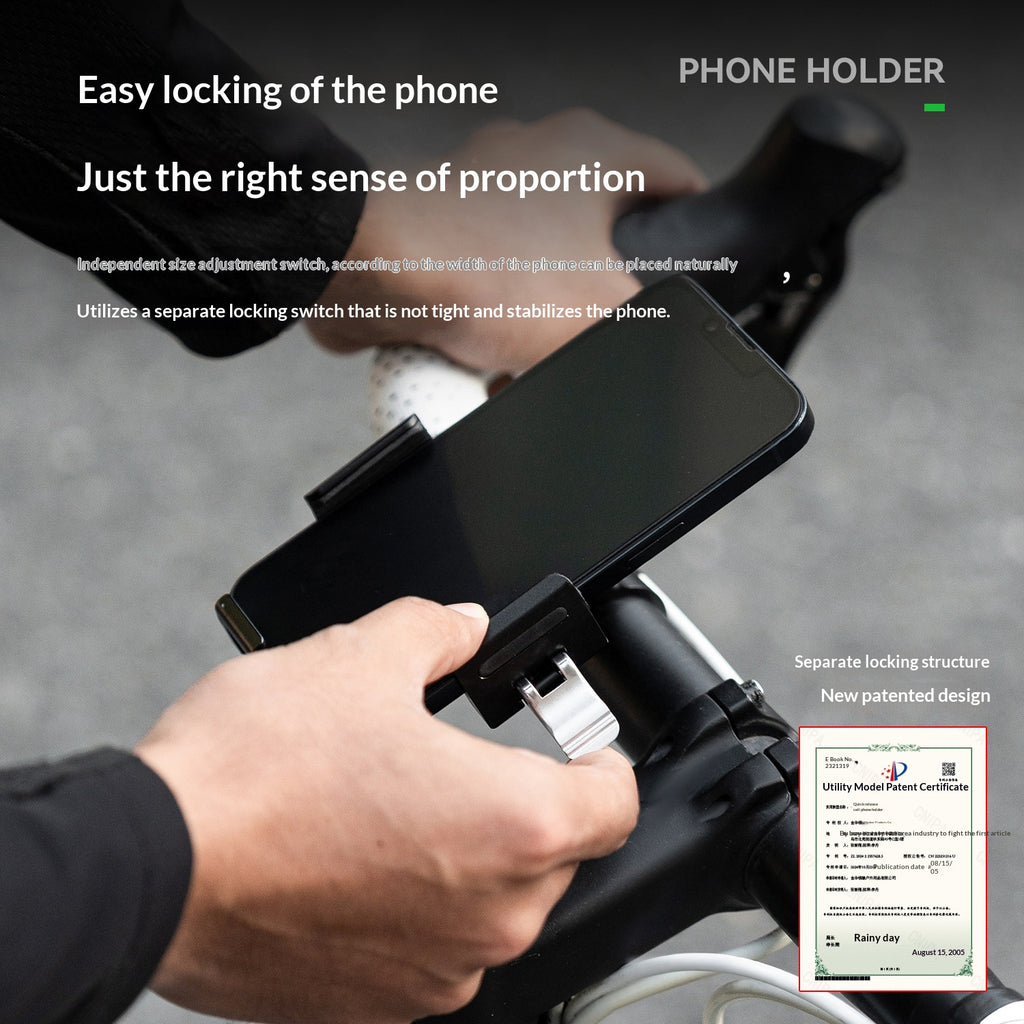 ROCKBROS 250016 Bike Phone Mount Quick Release Aluminum Alloy Cellphone Holder for Road Mountain Folding Bicycle