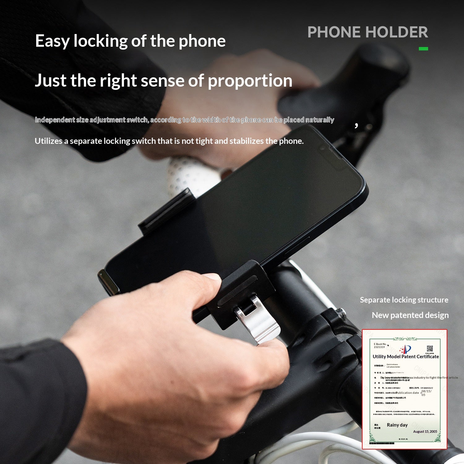 ROCKBROS 250016 Bike Phone Mount Quick Release Aluminum Alloy Cellphone Holder for Road Mountain Folding Bicycle