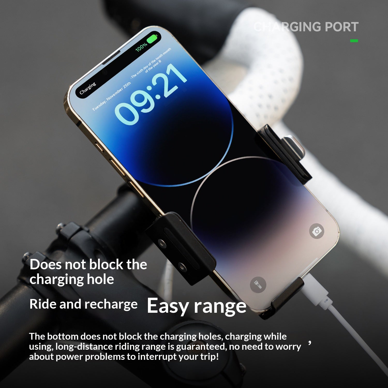 ROCKBROS 250016 Bike Phone Mount Quick Release Aluminum Alloy Cellphone Holder for Road Mountain Folding Bicycle