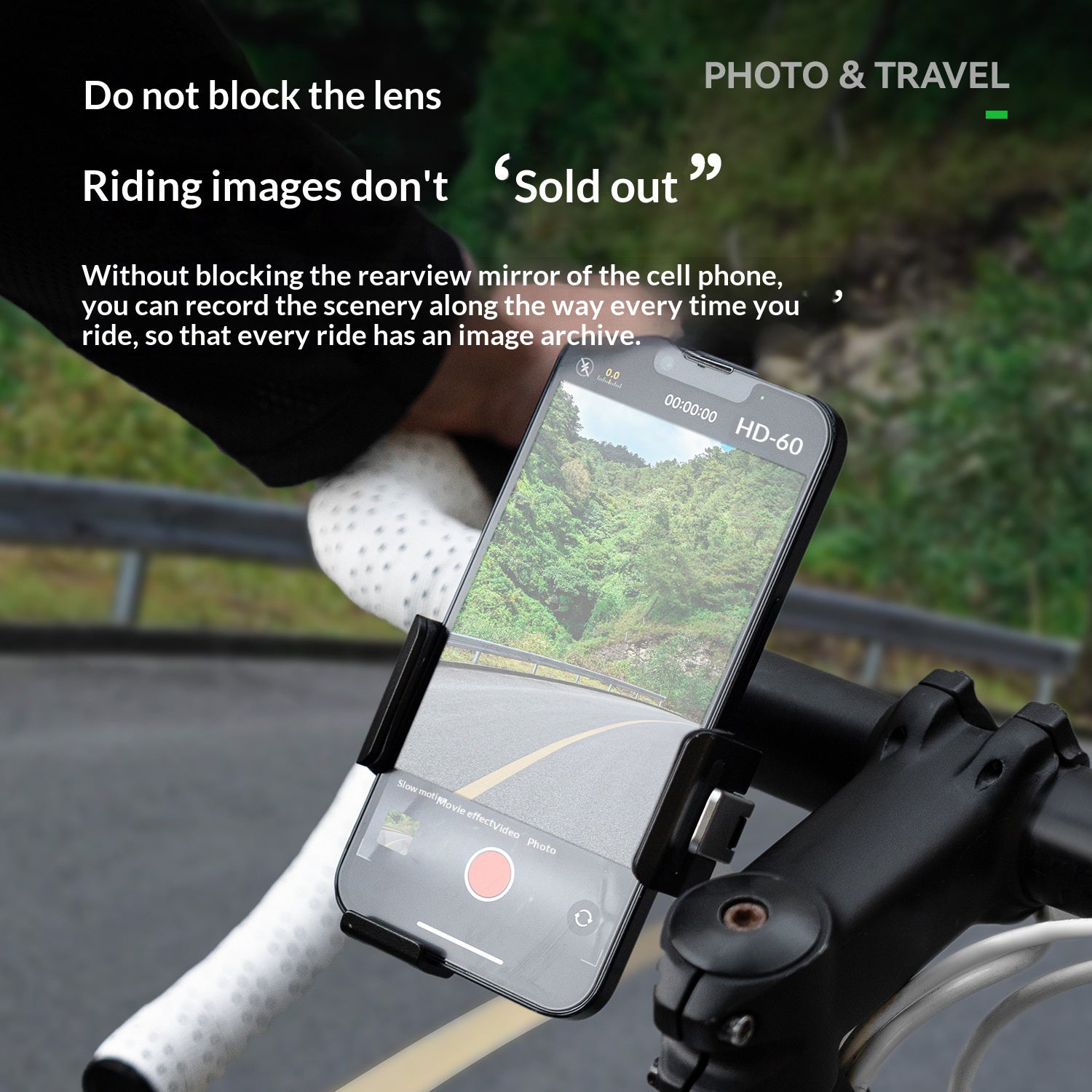 ROCKBROS 250016 Bike Phone Mount Quick Release Aluminum Alloy Cellphone Holder for Road Mountain Folding Bicycle