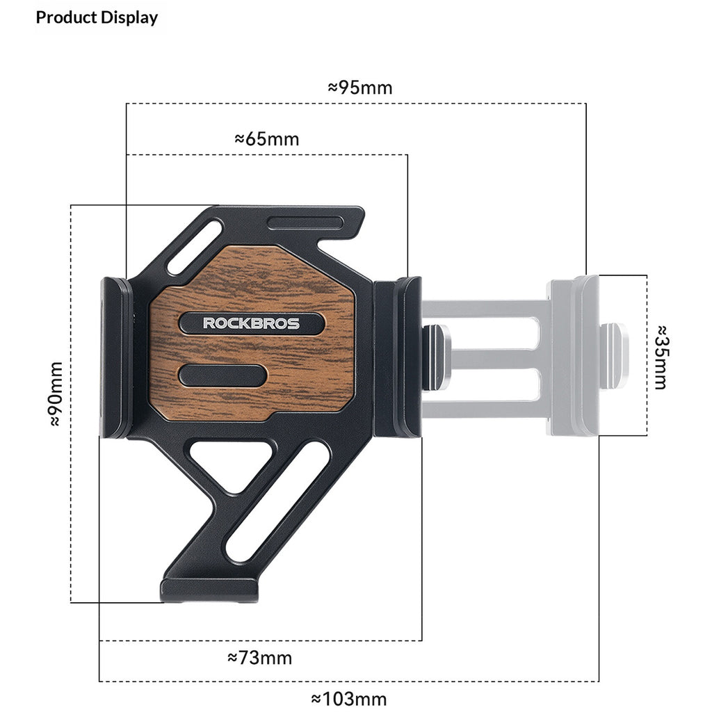 ROCKBROS 250016 Bike Phone Mount Quick Release Aluminum Alloy Cellphone Holder for Road Mountain Folding Bicycle