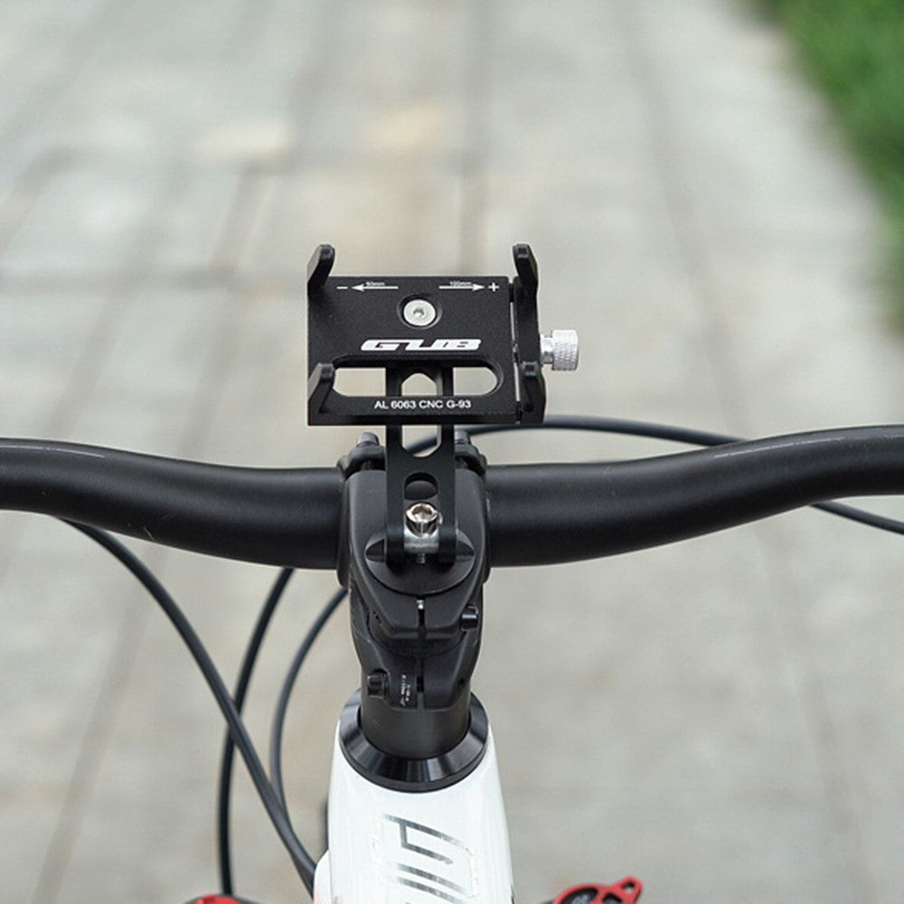 GUB G-93 Aluminum Alloy Handlebar Phone Holder Four Claws Clip Bicycle Phone Stand Support 270-Degree Rotating Cycling Accessories (Screw Mounted)
