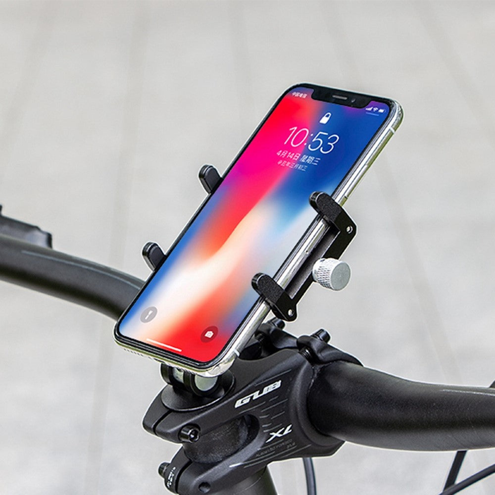 GUB G-93 Aluminum Alloy Handlebar Phone Holder Four Claws Clip Bicycle Phone Stand Support 270-Degree Rotating Cycling Accessories (Screw Mounted)