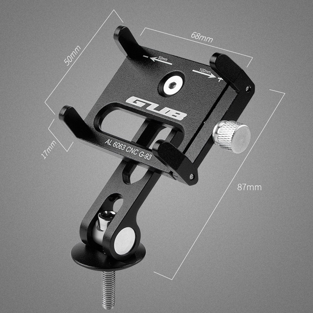 GUB G-93 Aluminum Alloy Handlebar Phone Holder Four Claws Clip Bicycle Phone Stand Support 270-Degree Rotating Cycling Accessories (Screw Mounted)