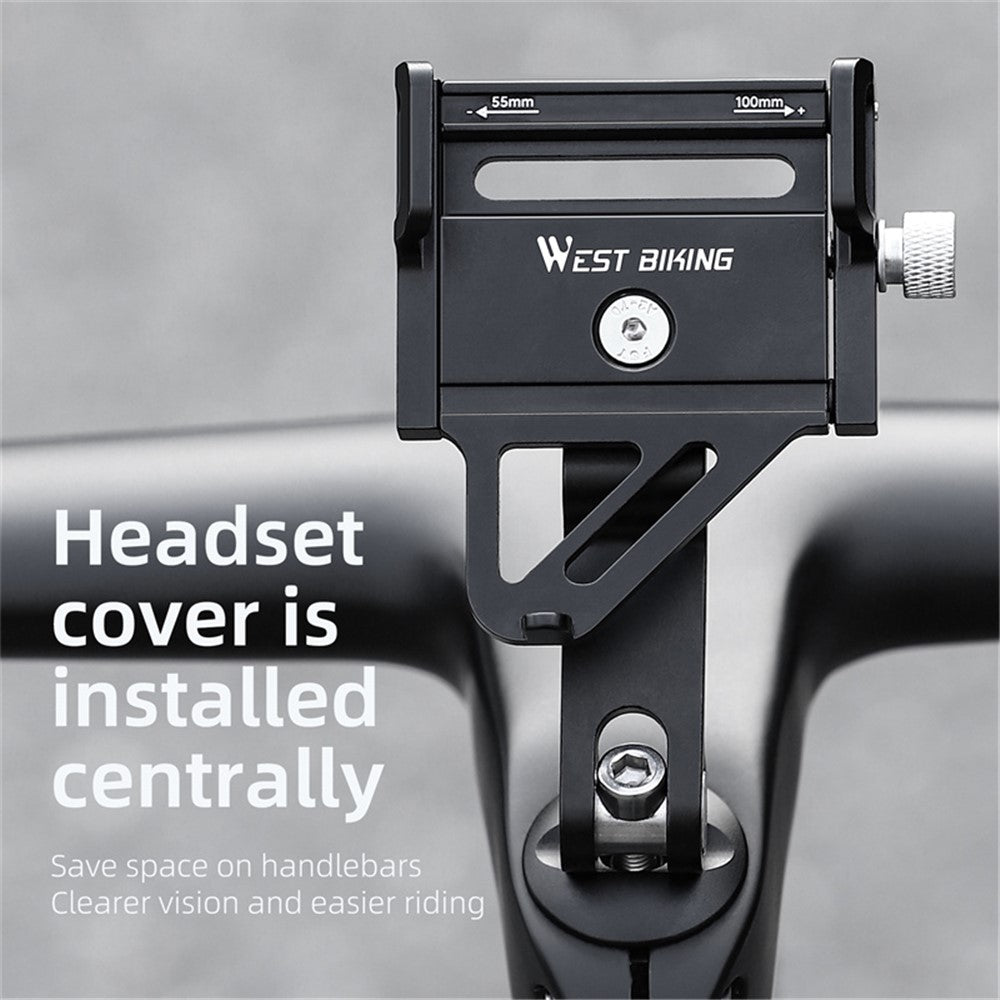 WEST BIKING YP0719360 MTB Road Bicycle Phone Holder Aluminum Alloy Bike Headset Mounted Phone Stand