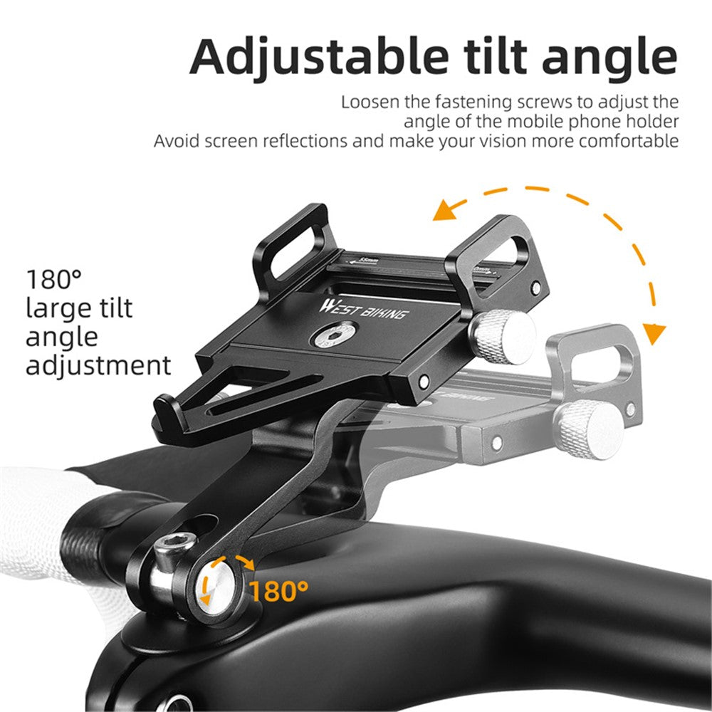 WEST BIKING YP0719360 MTB Road Bicycle Phone Holder Aluminum Alloy Bike Headset Mounted Phone Stand