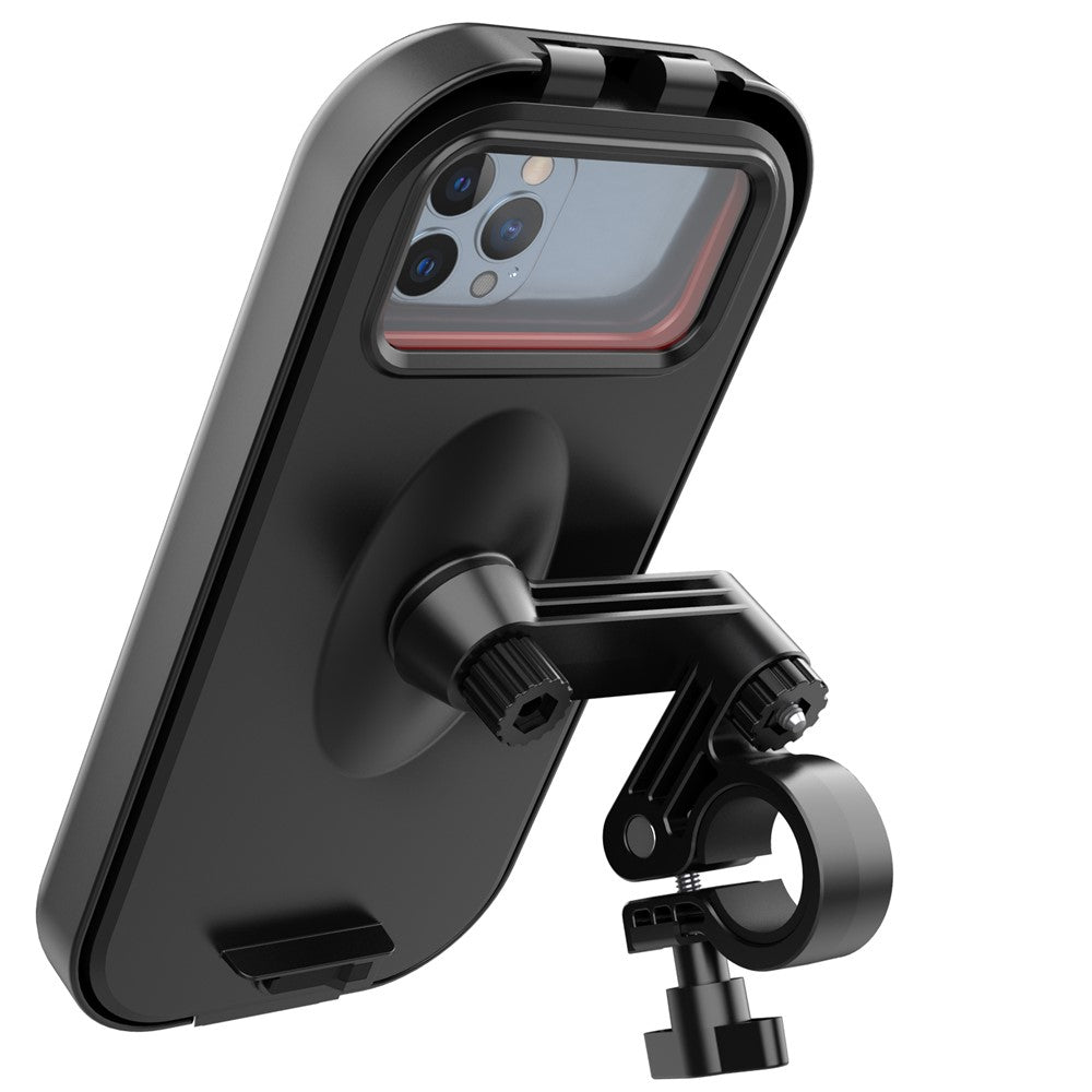 HL-159 Waterproof Motorcycle Rearview Mirror Phone Mount Holder Rotation for 4.7-6.8 Inch Phones