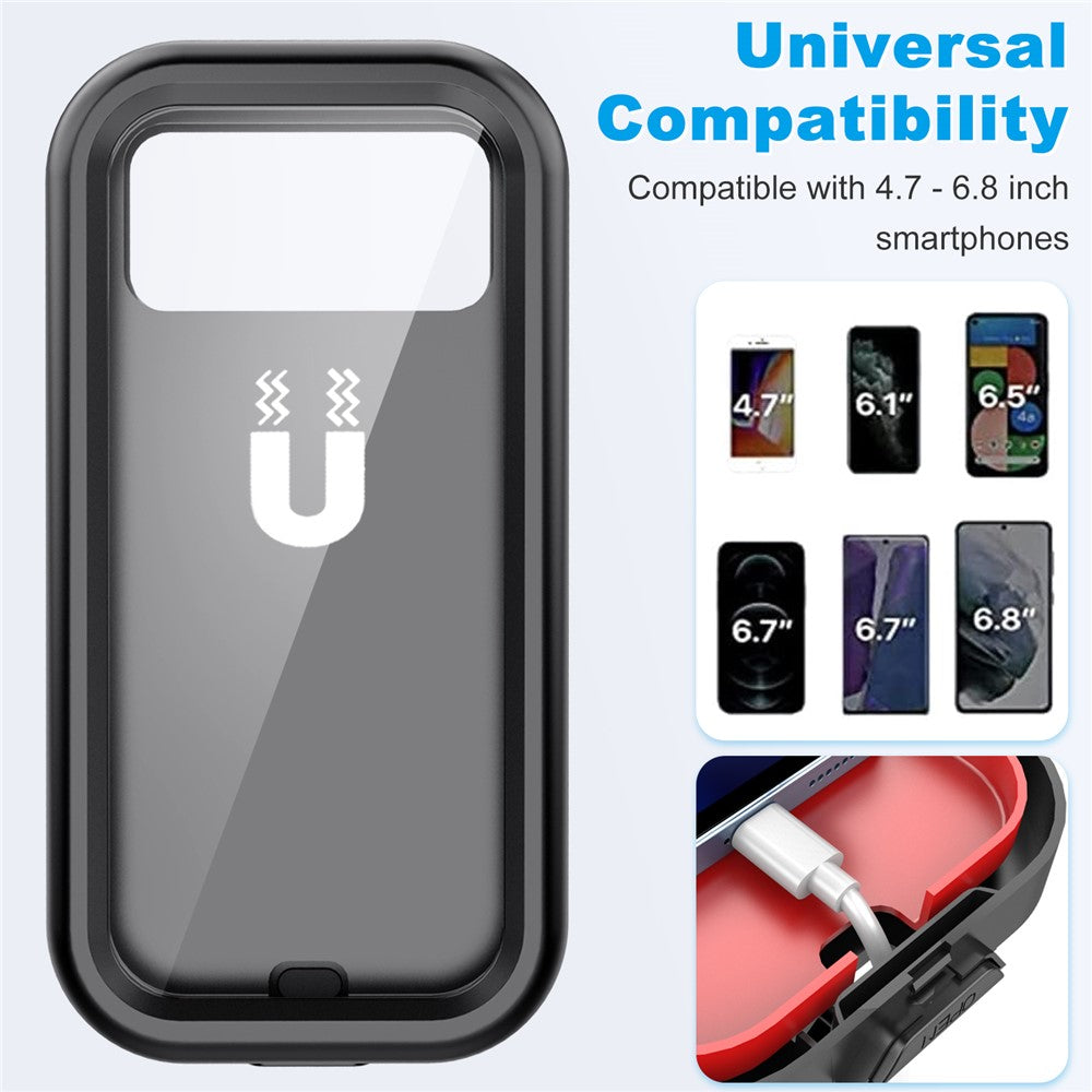 HL-159 Waterproof Motorcycle Rearview Mirror Phone Mount Holder Rotation for 4.7-6.8 Inch Phones