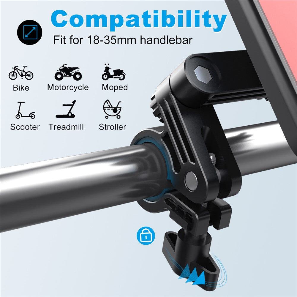 HL-159 Waterproof Motorcycle Rearview Mirror Phone Mount Holder Rotation for 4.7-6.8 Inch Phones