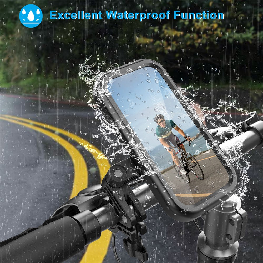 HL-159 Waterproof Motorcycle Rearview Mirror Phone Mount Holder Rotation for 4.7-6.8 Inch Phones