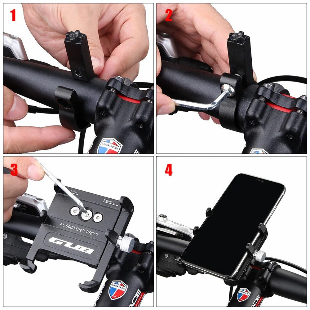 GUB PRO7 Aluminum Alloy Bicycle Handlebar Mount for 55-100mm Cell Phone Holder Bracket