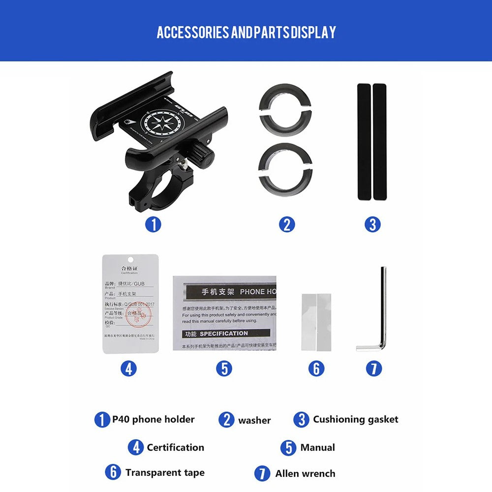 GUB P40 360 Degree Rotation Bicycle Handlebar Mount Aluminum Alloy Phone Holder Bracket