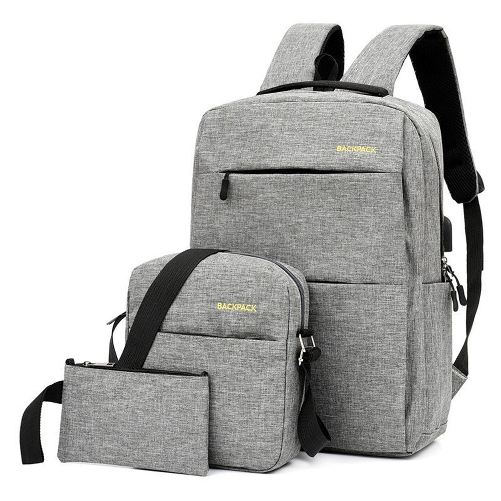 Backpack USB Charging Oxford Cloth Shoulders Bag with Small Pouch + Sling Bag