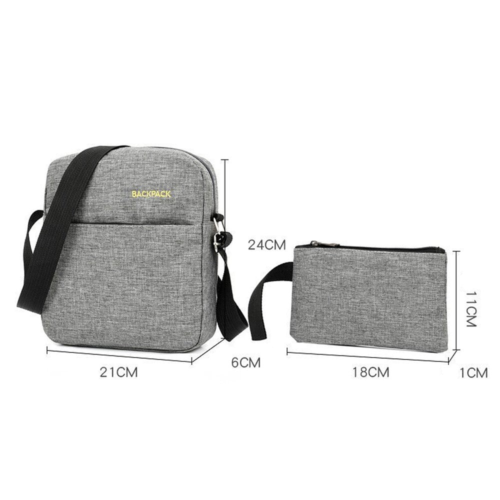Backpack USB Charging Oxford Cloth Shoulders Bag with Small Pouch + Sling Bag