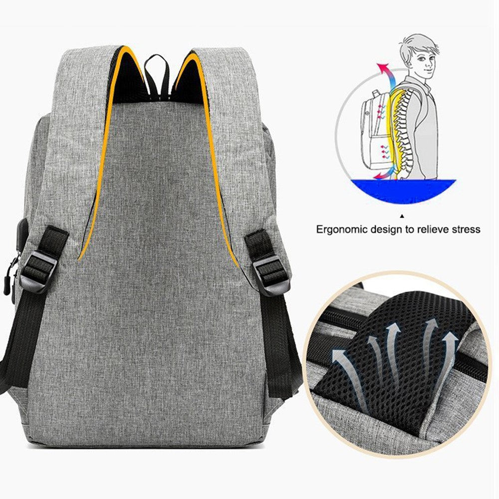 Backpack USB Charging Oxford Cloth Shoulders Bag with Small Pouch + Sling Bag