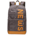 Retro Canvas+Cowhide Waterproof Backpack Student Men Dual Shoulder Laptop Bag