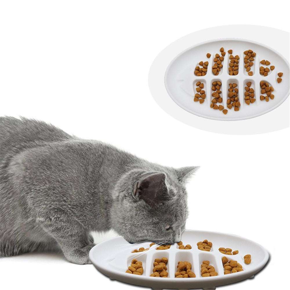 Cat Slow Feeder Bowl Fish Bone Design Preventing Choke Silicone Kitten Feeder Bowl