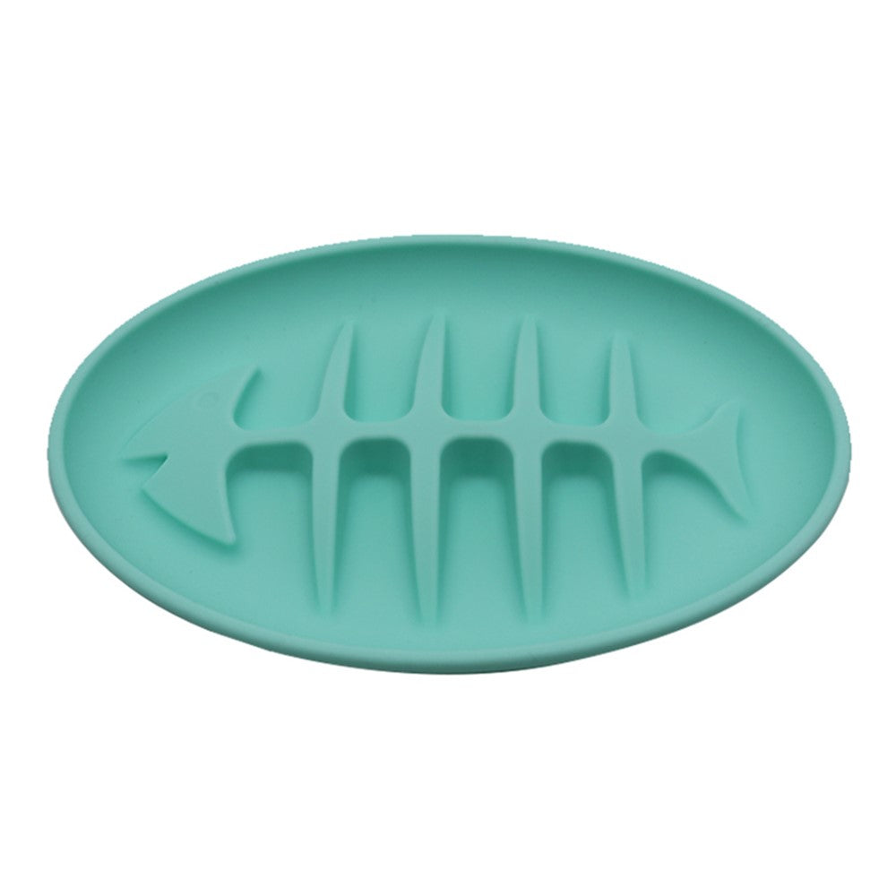 Cat Slow Feeder Bowl Fish Bone Design Preventing Choke Silicone Kitten Feeder Bowl