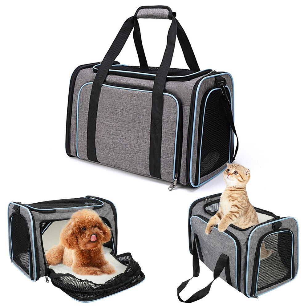 Portable Pet Carrier with Shoulder Strap Large Capacity Travel Expandable Tote Bag for Cats Dogs Gift, Size M