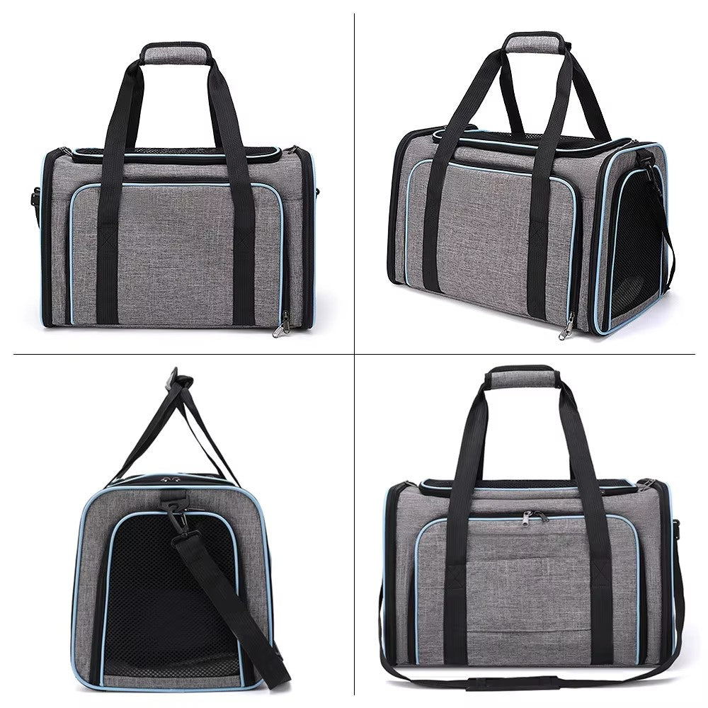 Portable Pet Carrier with Shoulder Strap Large Capacity Travel Expandable Tote Bag for Cats Dogs Gift, Size M