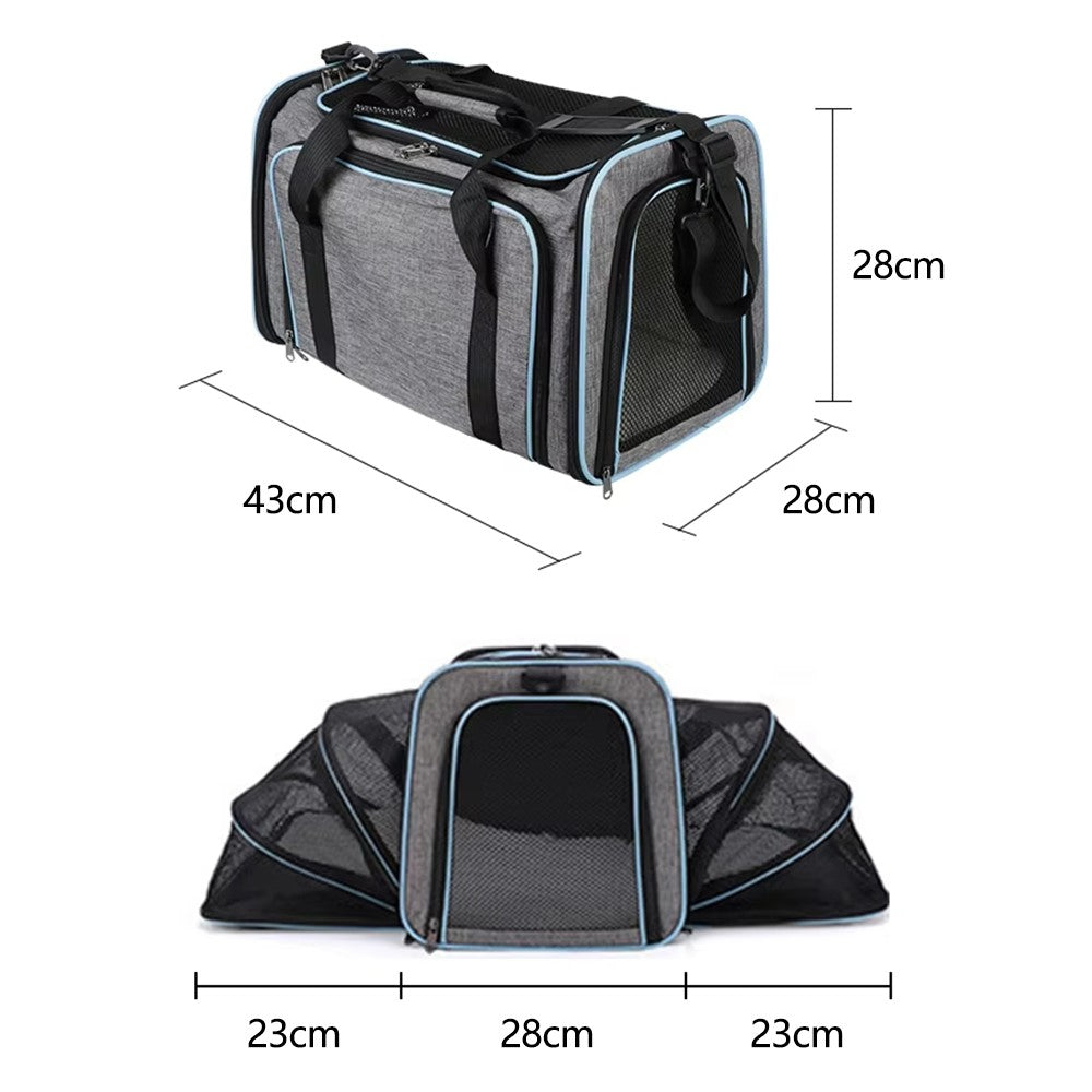 Portable Pet Carrier with Shoulder Strap Large Capacity Travel Expandable Tote Bag for Cats Dogs Gift, Size M