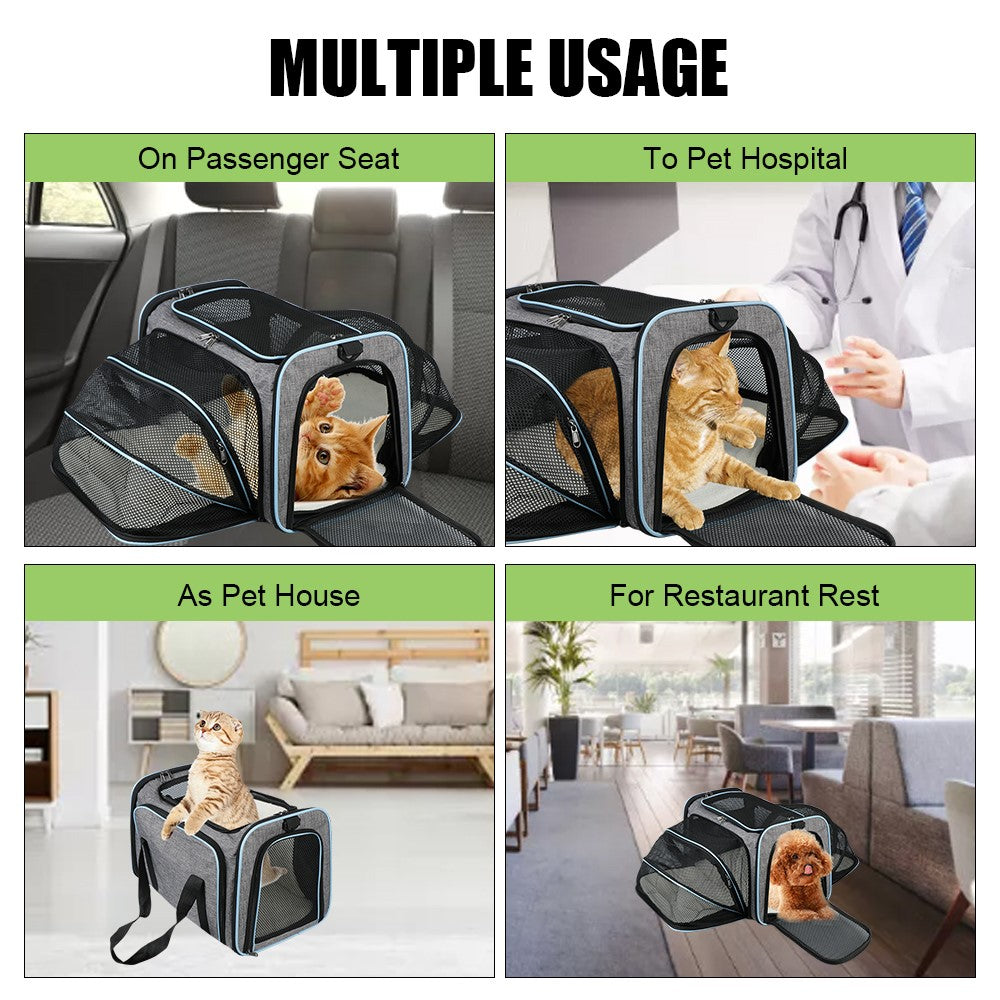 Portable Pet Carrier with Shoulder Strap Large Capacity Travel Expandable Tote Bag for Cats Dogs Gift, Size M