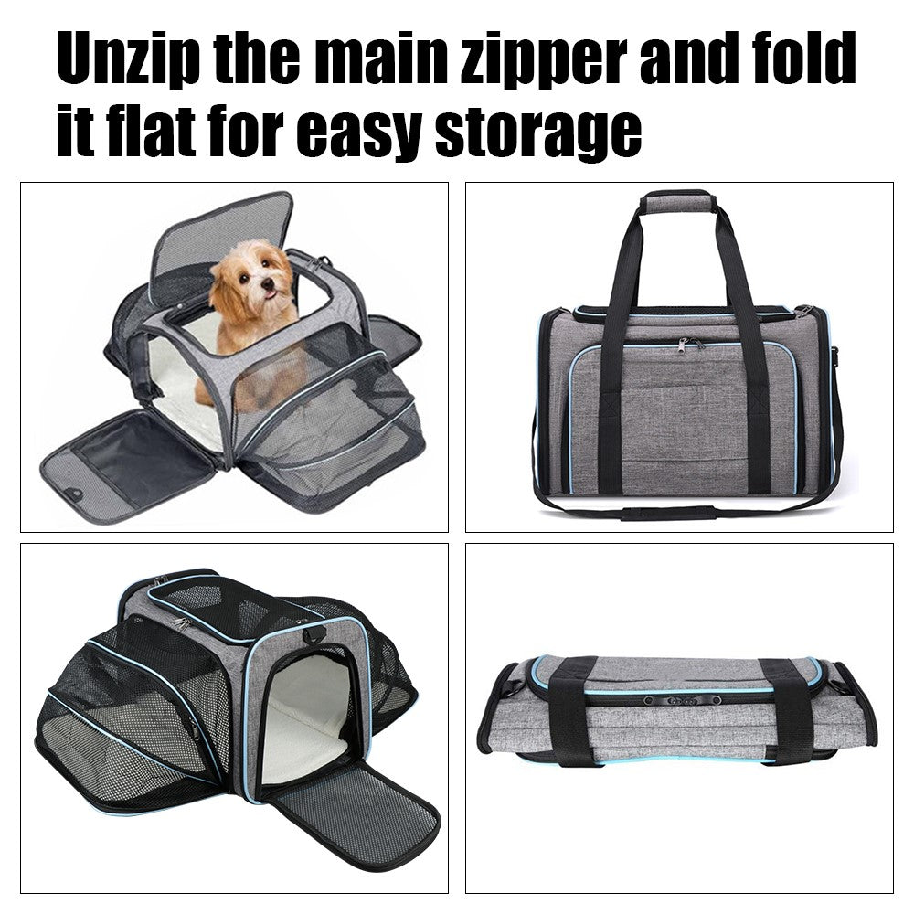 Portable Pet Carrier with Shoulder Strap Large Capacity Travel Expandable Tote Bag for Cats Dogs Gift, Size M