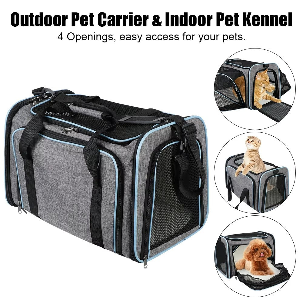 Portable Pet Carrier with Shoulder Strap Large Capacity Travel Expandable Tote Bag for Cats Dogs Gift, Size M