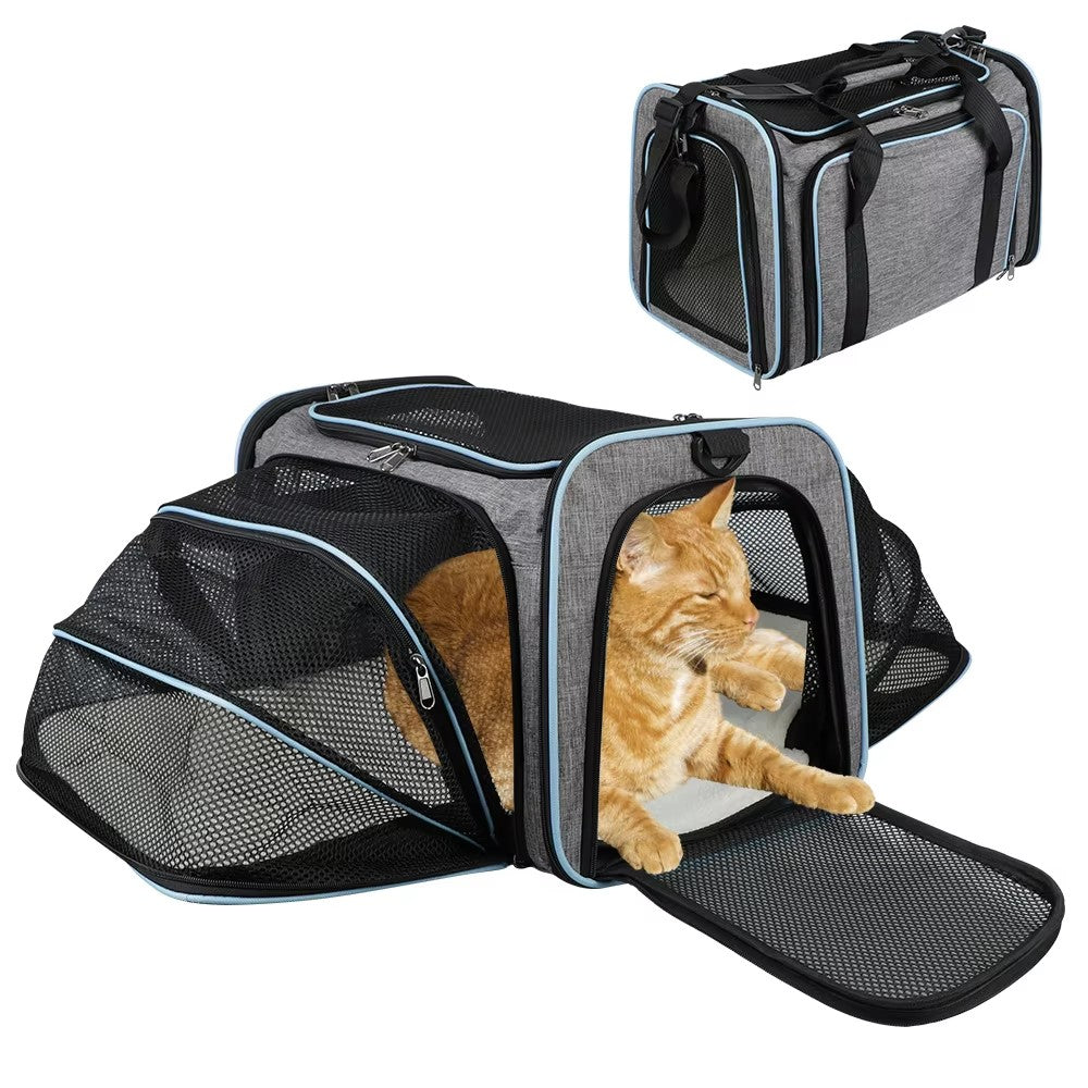 Portable Pet Carrier with Shoulder Strap Large Capacity Travel Expandable Tote Bag for Cats Dogs Gift, Size M