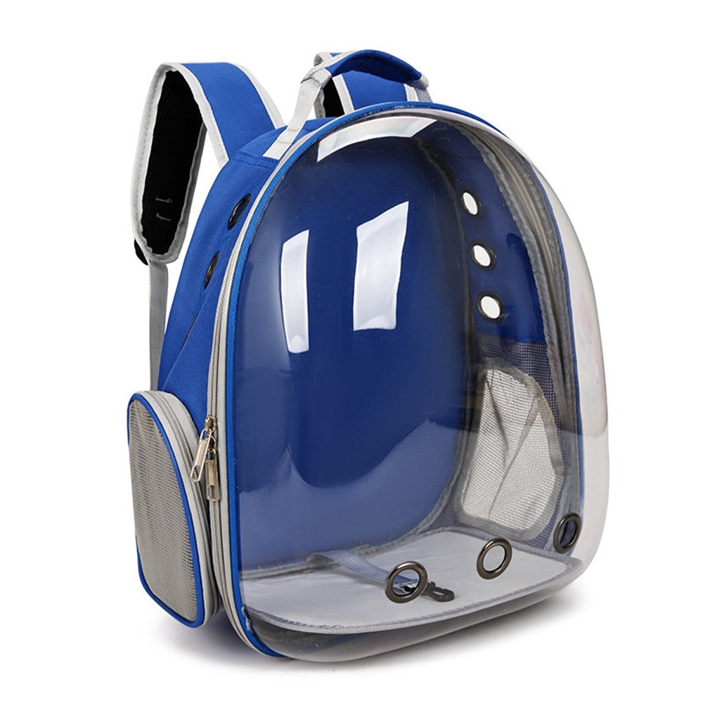 Oxford Cloth Cat Carrier Backpack Transparent Pet Backpack with 9 Vent Holes Breathable Double Shoulder Bag
