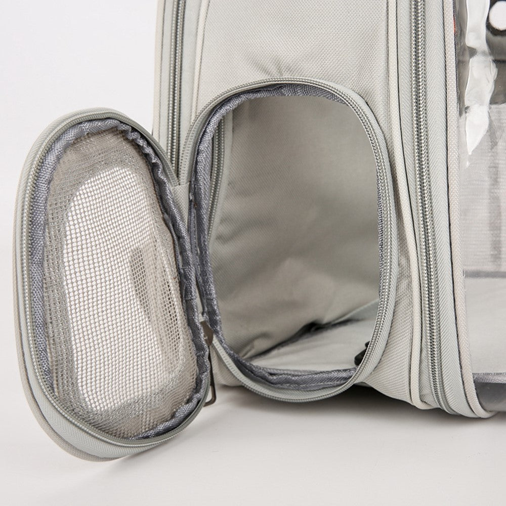 Oxford Cloth Cat Carrier Backpack Transparent Pet Backpack with 9 Vent Holes Breathable Double Shoulder Bag