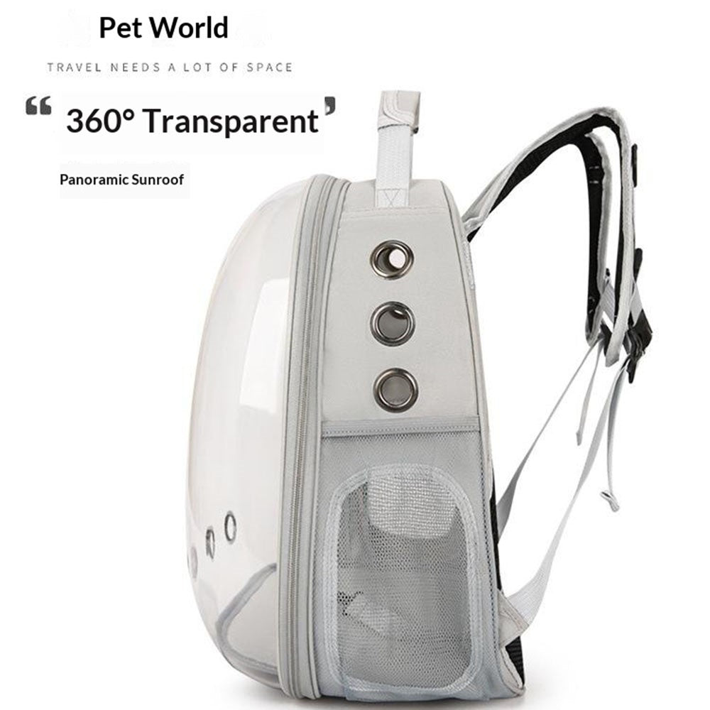 Oxford Cloth Cat Carrier Backpack Transparent Pet Backpack with 9 Vent Holes Breathable Double Shoulder Bag