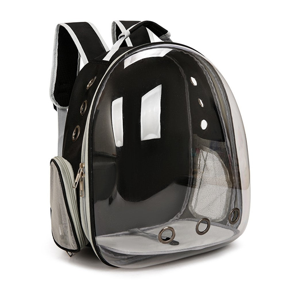 Oxford Cloth Cat Carrier Backpack Transparent Pet Backpack with 9 Vent Holes Breathable Double Shoulder Bag