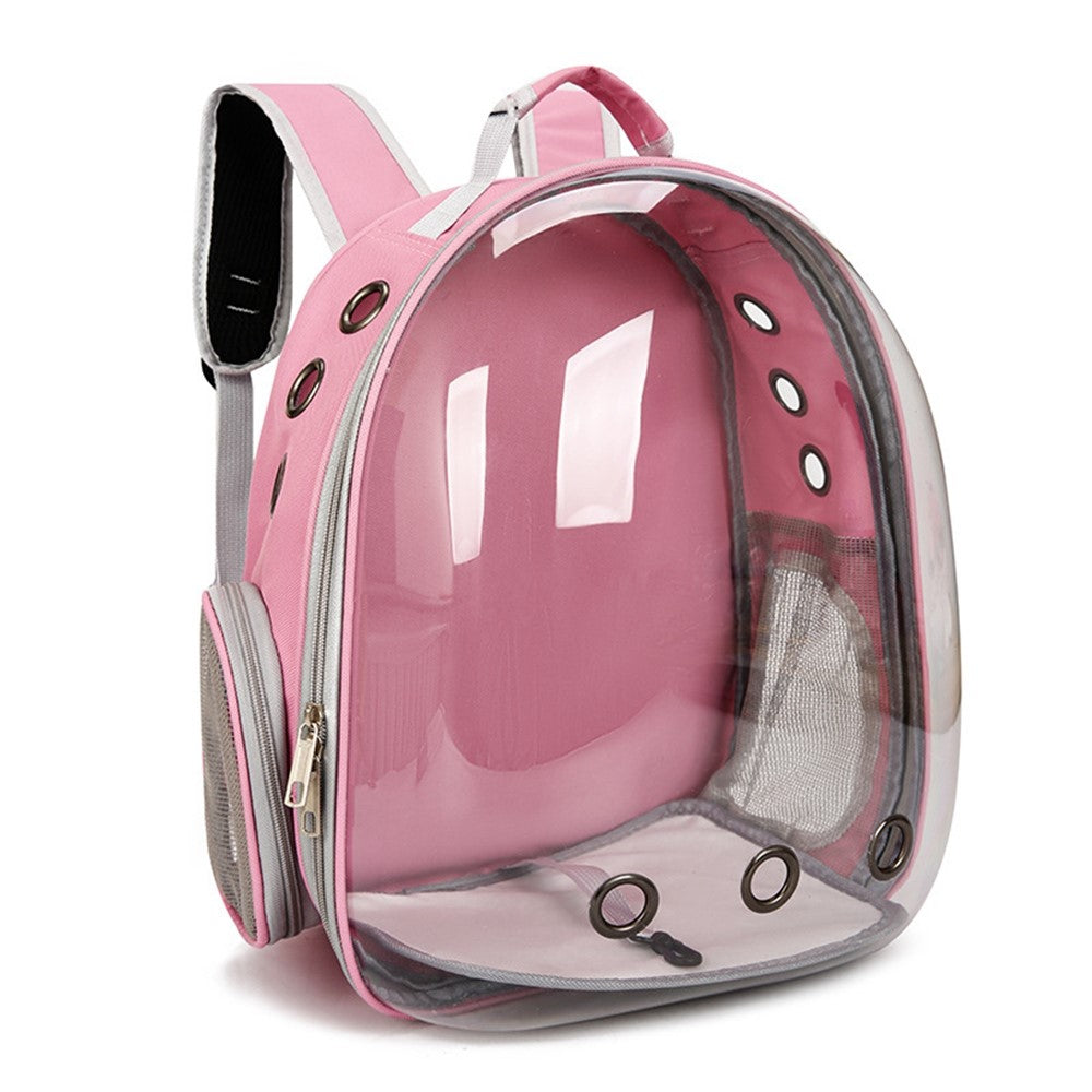 Oxford Cloth Cat Carrier Backpack Transparent Pet Backpack with 9 Vent Holes Breathable Double Shoulder Bag