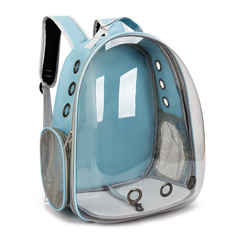 Oxford Cloth Cat Carrier Backpack Transparent Pet Backpack with 9 Vent Holes Breathable Double Shoulder Bag