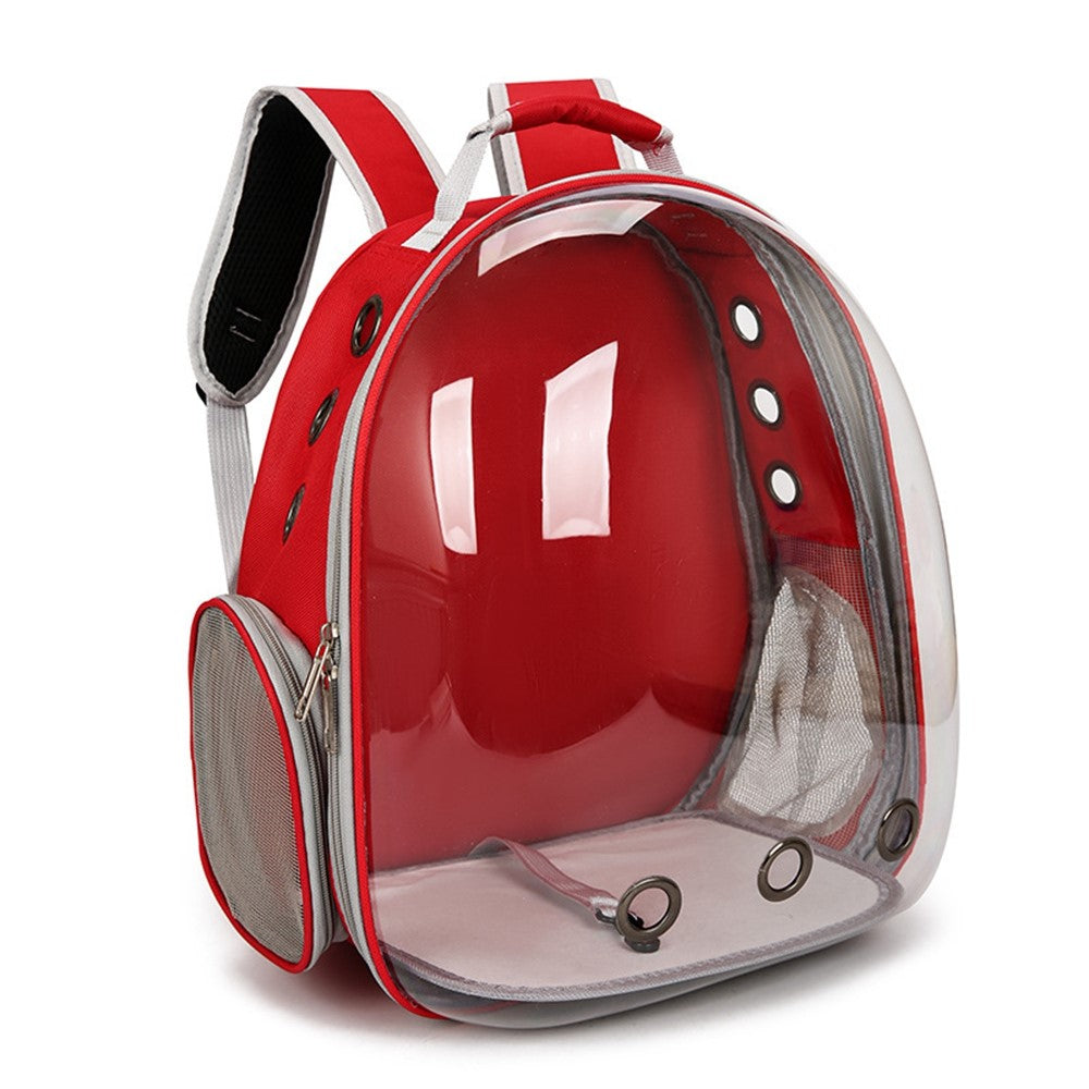 Oxford Cloth Cat Carrier Backpack Transparent Pet Backpack with 9 Vent Holes Breathable Double Shoulder Bag