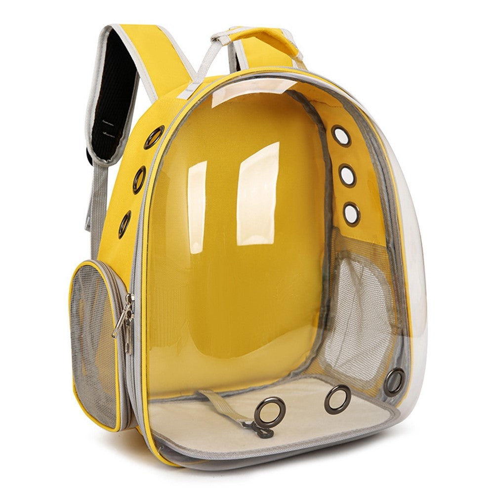 Oxford Cloth Cat Carrier Backpack Transparent Pet Backpack with 9 Vent Holes Breathable Double Shoulder Bag