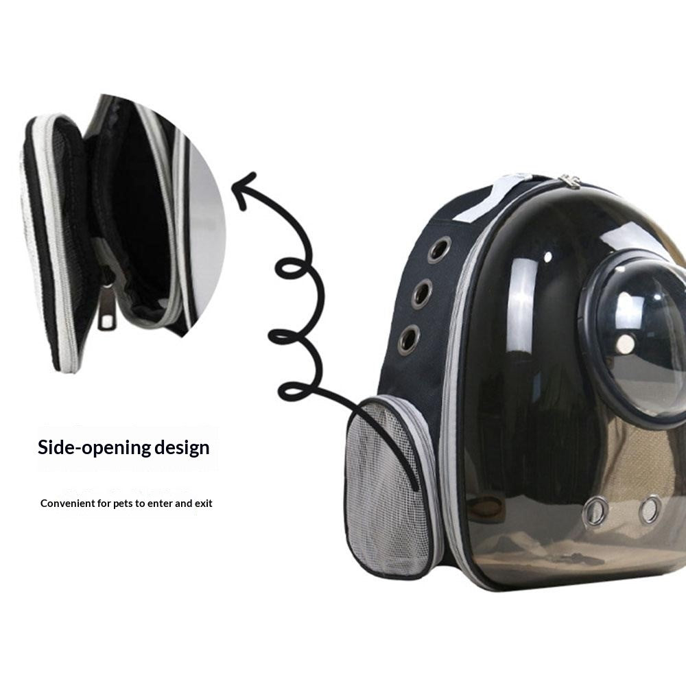 Oxford Cloth Transparent Cat Carrier Handheld Backpack Pet Bag with 9 Vent Holes and Ergonomic Shoulder Straps