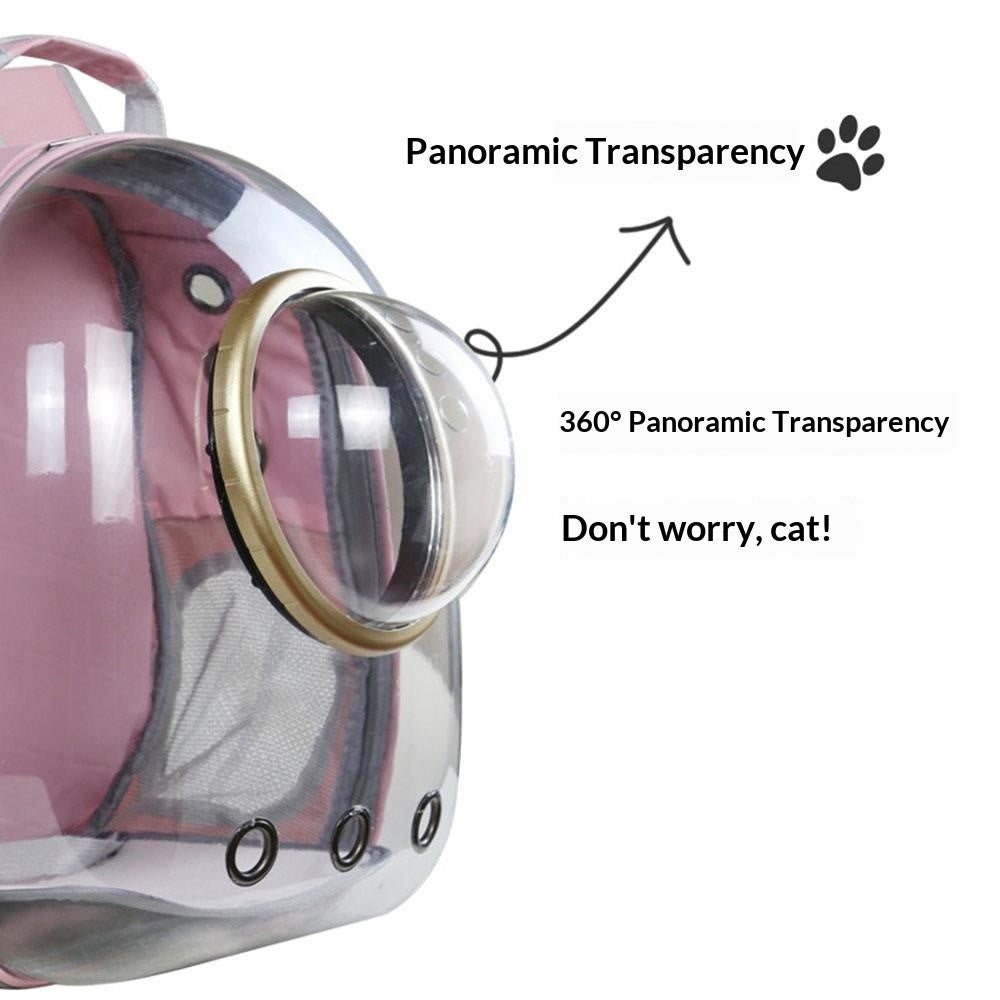 Oxford Cloth Transparent Cat Carrier Handheld Backpack Pet Bag with 9 Vent Holes and Ergonomic Shoulder Straps
