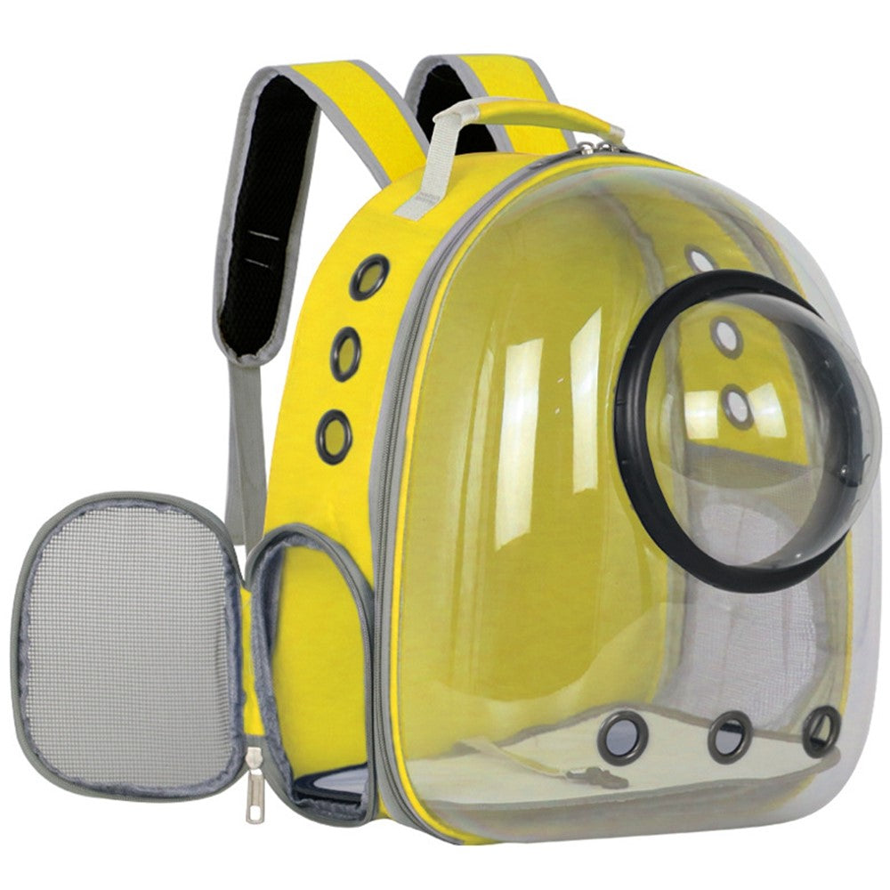 Oxford Cloth Transparent Cat Carrier Handheld Backpack Pet Bag with 9 Vent Holes and Ergonomic Shoulder Straps