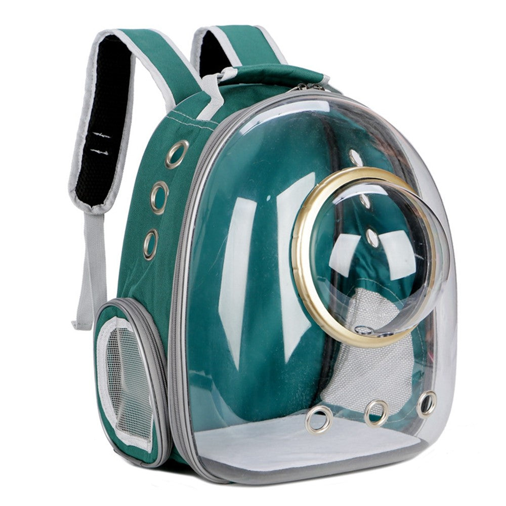 Oxford Cloth Transparent Cat Carrier Handheld Backpack Pet Bag with 9 Vent Holes and Ergonomic Shoulder Straps