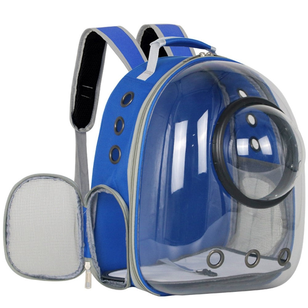 Oxford Cloth Transparent Cat Carrier Handheld Backpack Pet Bag with 9 Vent Holes and Ergonomic Shoulder Straps