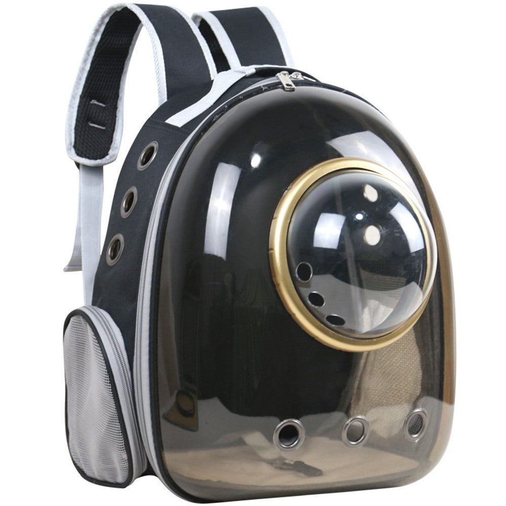 Oxford Cloth Transparent Cat Carrier Handheld Backpack Pet Bag with 9 Vent Holes and Ergonomic Shoulder Straps