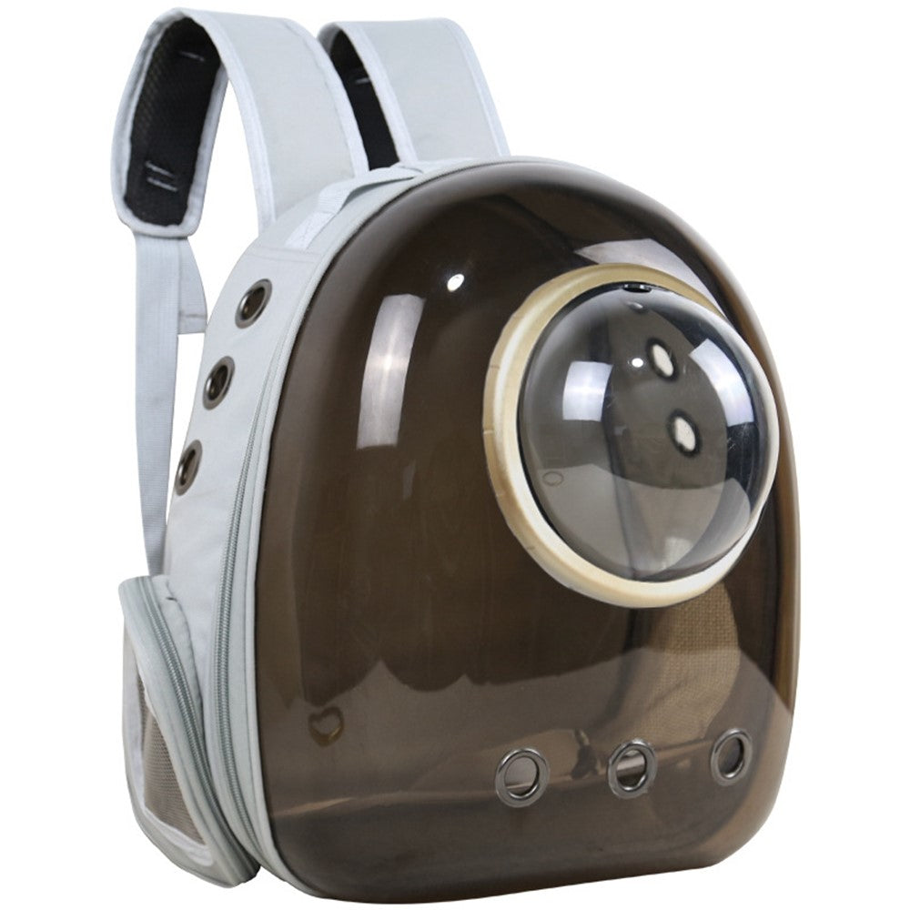 Oxford Cloth Transparent Cat Carrier Handheld Backpack Pet Bag with 9 Vent Holes and Ergonomic Shoulder Straps