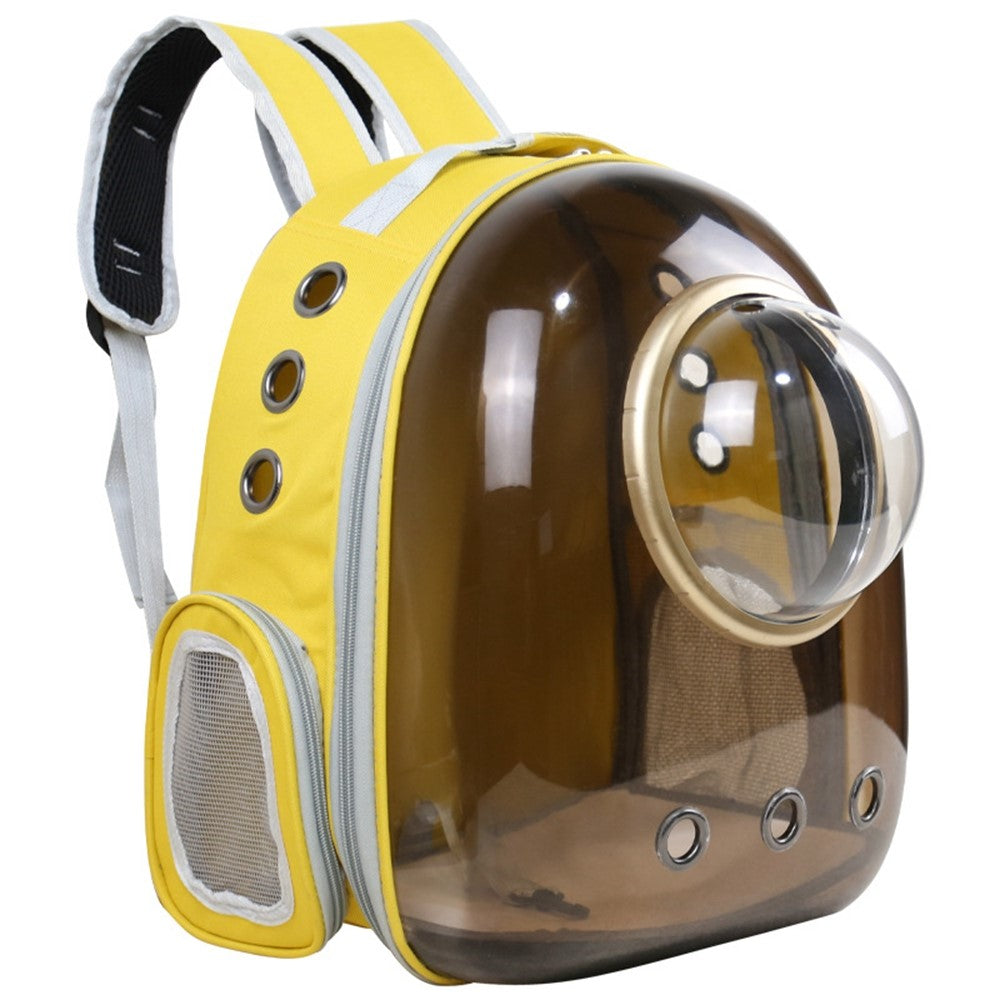 Oxford Cloth Transparent Cat Carrier Handheld Backpack Pet Bag with 9 Vent Holes and Ergonomic Shoulder Straps