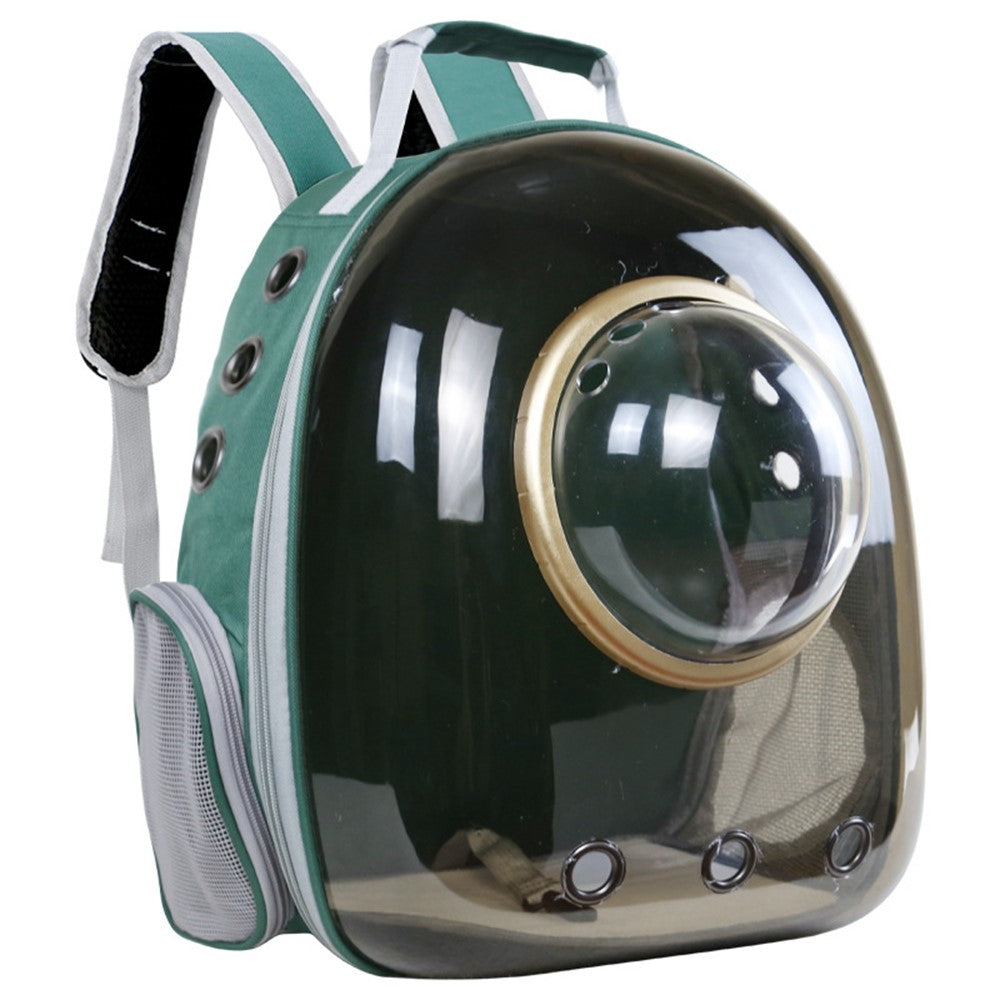 Oxford Cloth Transparent Cat Carrier Handheld Backpack Pet Bag with 9 Vent Holes and Ergonomic Shoulder Straps