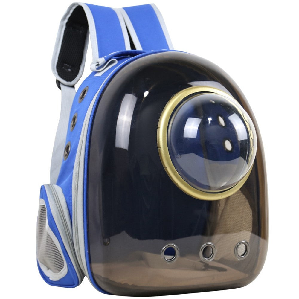 Oxford Cloth Transparent Cat Carrier Handheld Backpack Pet Bag with 9 Vent Holes and Ergonomic Shoulder Straps